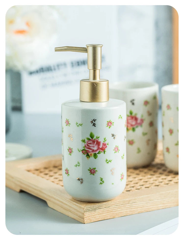 American Minimalist Ceramic Bathroom Wash Set Four Piece