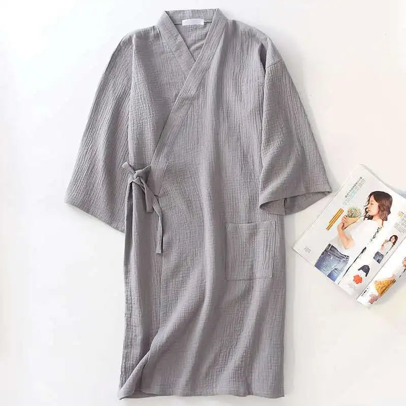 Cloud Cotton Story Japanese Kimono Bathrobe for Couples Sleepwear Crepe