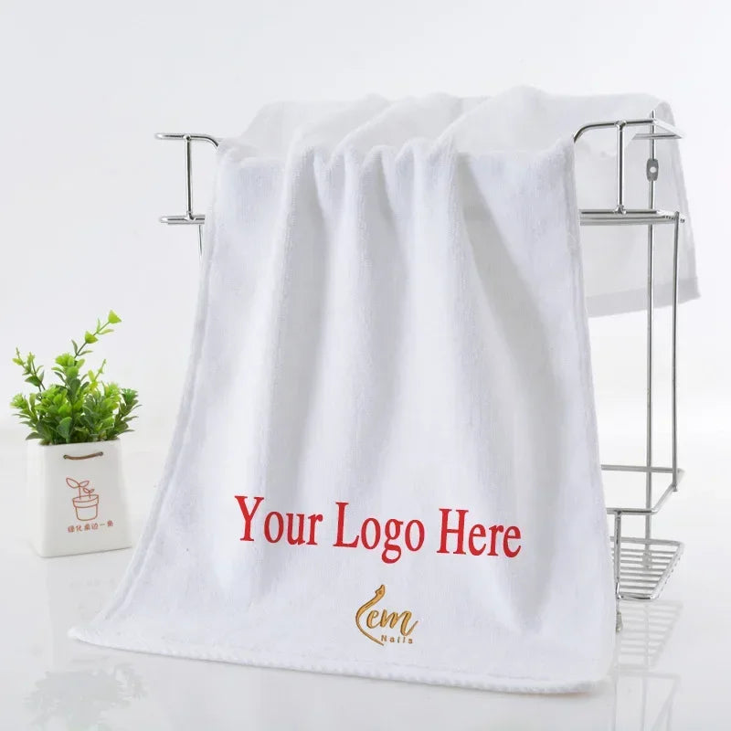100% Cotton White Face Towel for Hotel Custom Embroidery Bath Towel Personalized Customized Beach Towel Corporate Gift With Logo