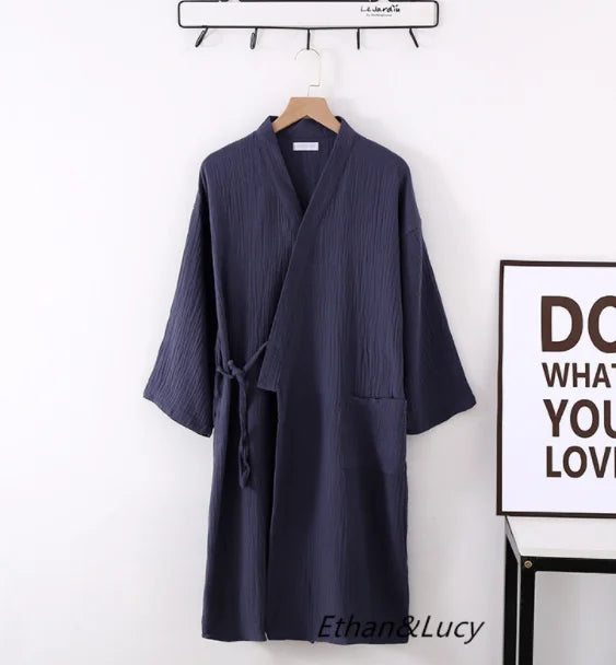Cloud Cotton Story Japanese Kimono Bathrobe for Couples Sleepwear Crepe