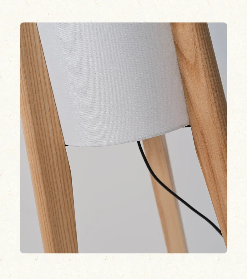 Japanese Retro Wabi-Sabi Solid Wood Floor Lamp for Living Room