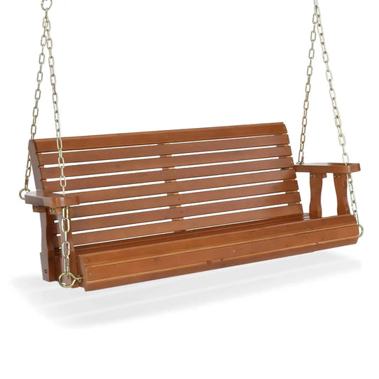 Upgraded Patio Wooden Porch Swing for Courtyard & Garden, Heavy Duty 880 LBS Swing Chair Bench with Hanging Chains, Customized