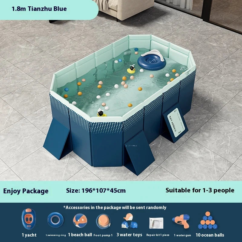 Inflatable-Free Swimming Pool No-Installation Water Play Pool Thickened Wear-Resistant Foldable Bathing Pool Outdoor Large Pool