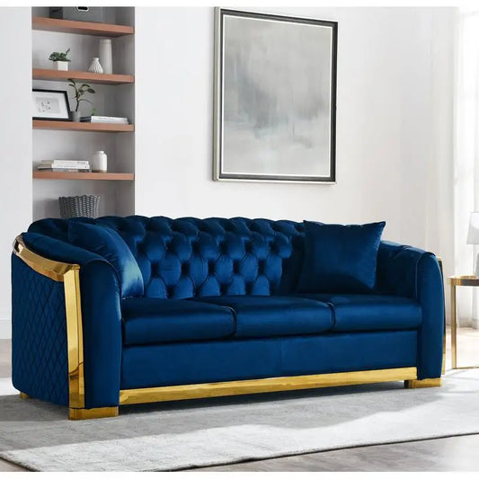 Velvet Chesterfield Sofa Set Tufted 3-Seater For Living Room