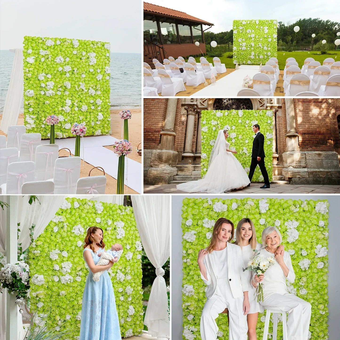 RUEESEECN 12Pcs Artificial Roses Wall Panel 3D Backdrop