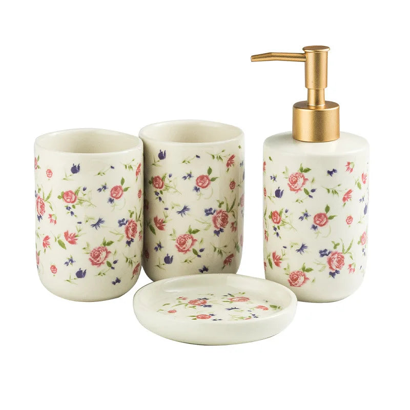American Minimalist Ceramic Bathroom Wash Set Four Piece