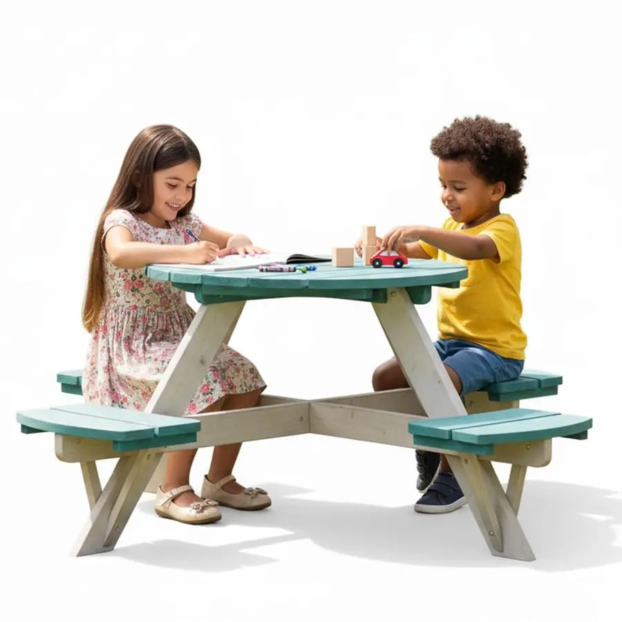 XMSJ Kids Picnic Table and Chair Set Outdoor Toddler Furniture