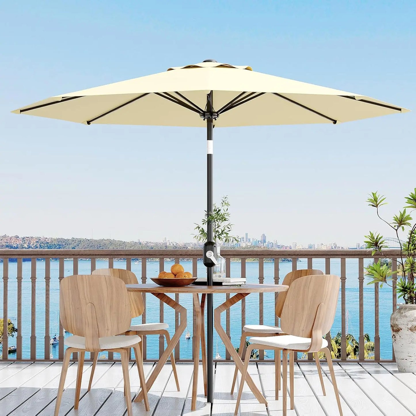 Blissun Outdoor Patio Umbrella With Crank Lift And Tilt
