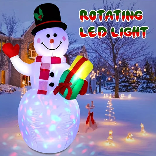 Inflatable Christmas Snowman with Built-in LED Lights for Outdoor Decorations