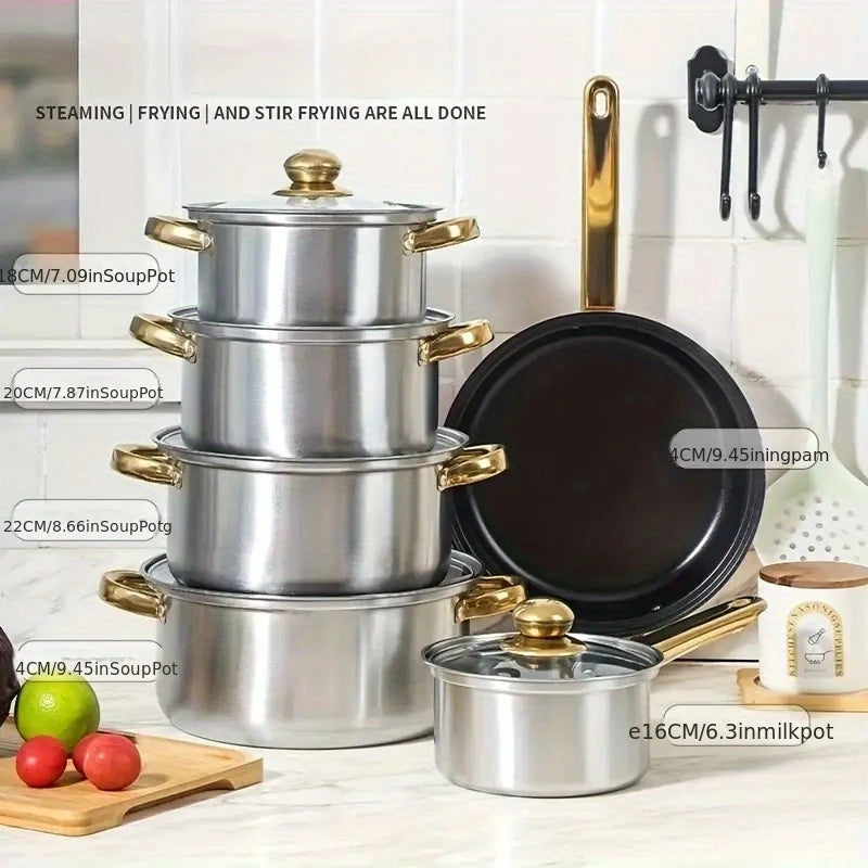 Nonstick Stainless Steel Fry Pan Set Induction Cookware Skillets