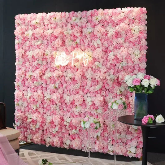 RUEESEECN 12Pcs Artificial Roses Wall Panel 3D Backdrop