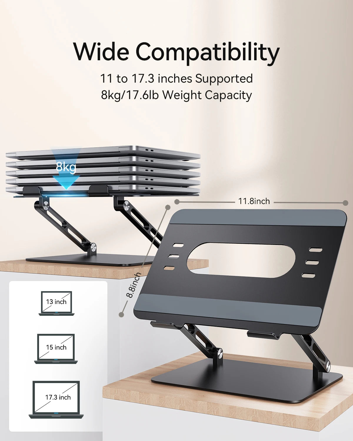 KOOTION Adjustable Aluminum Ergonomic Laptop Stand Desk Riser
