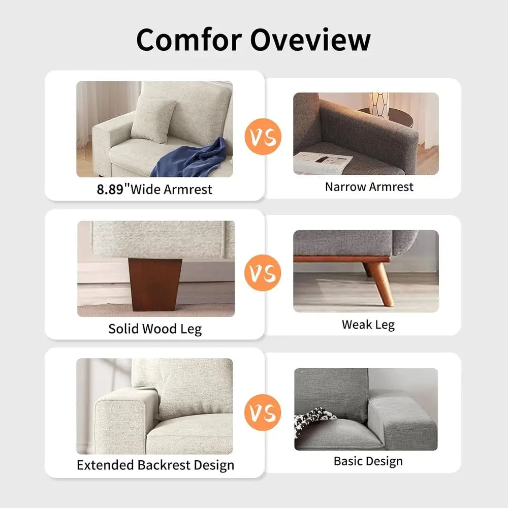 ZHUXIANG Modern Chenille Loveseat Sofa With Removable Cover