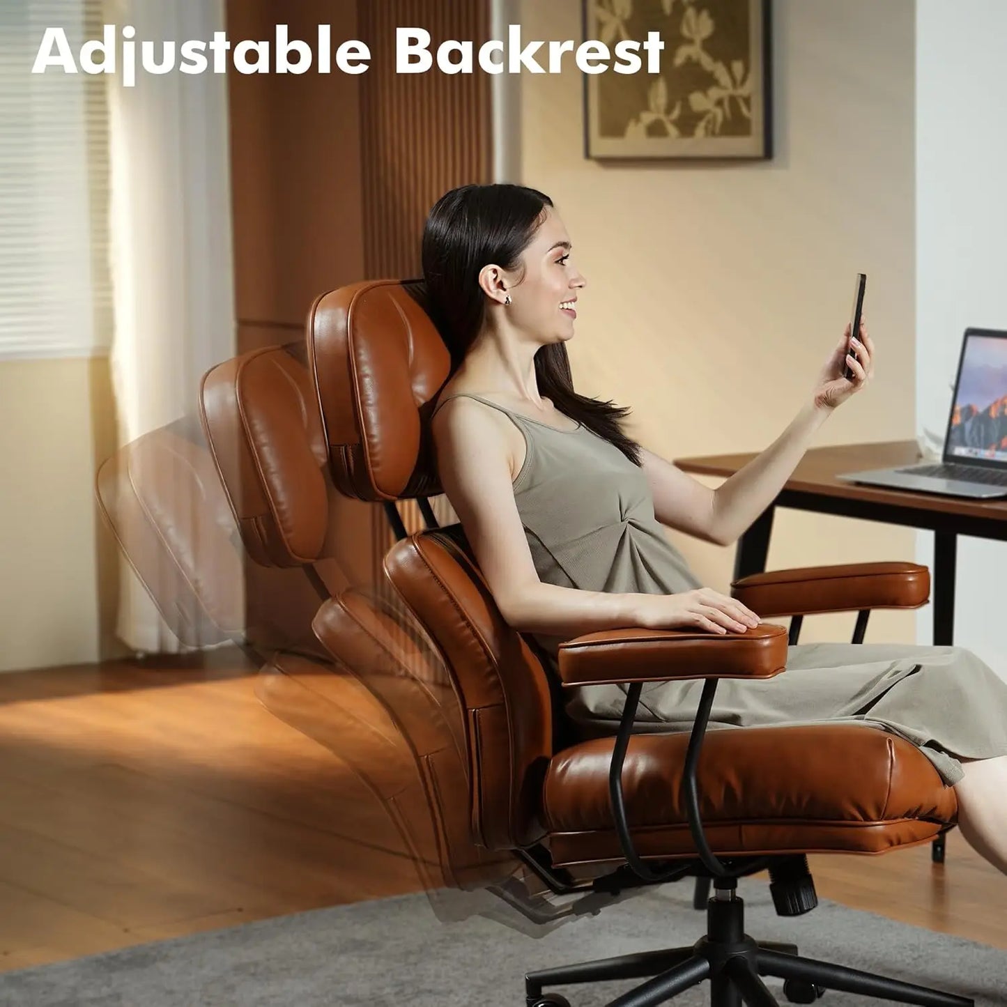High Back Executive Office Chair with Comfortable Deep Seat,PU Leather Modern Office Chair,Ergonomic Big and, Customized
