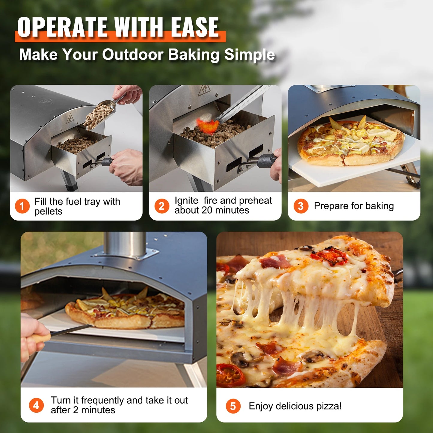 Outdoor Pizza Oven Charcoal Fired Grill Portable Stainless Steel