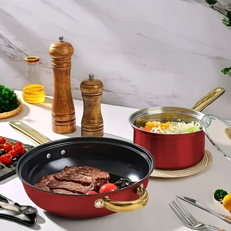 Nonstick Stainless Steel Fry Pan Set Induction Cookware Skillets
