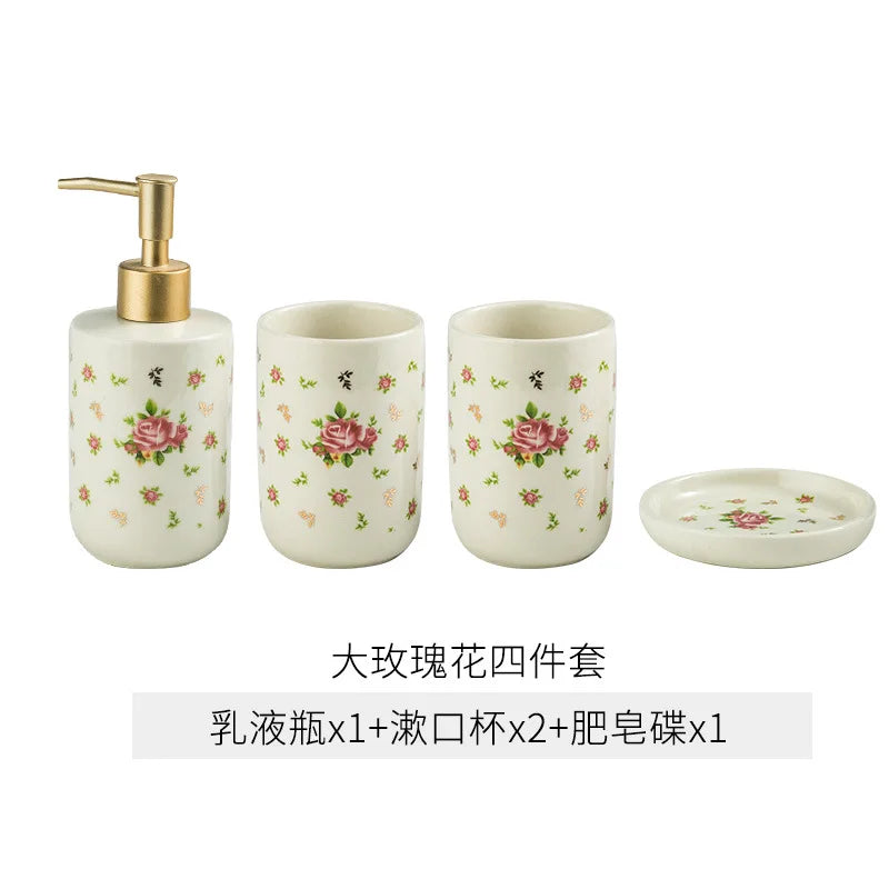 American Minimalist Ceramic Bathroom Wash Set Four Piece
