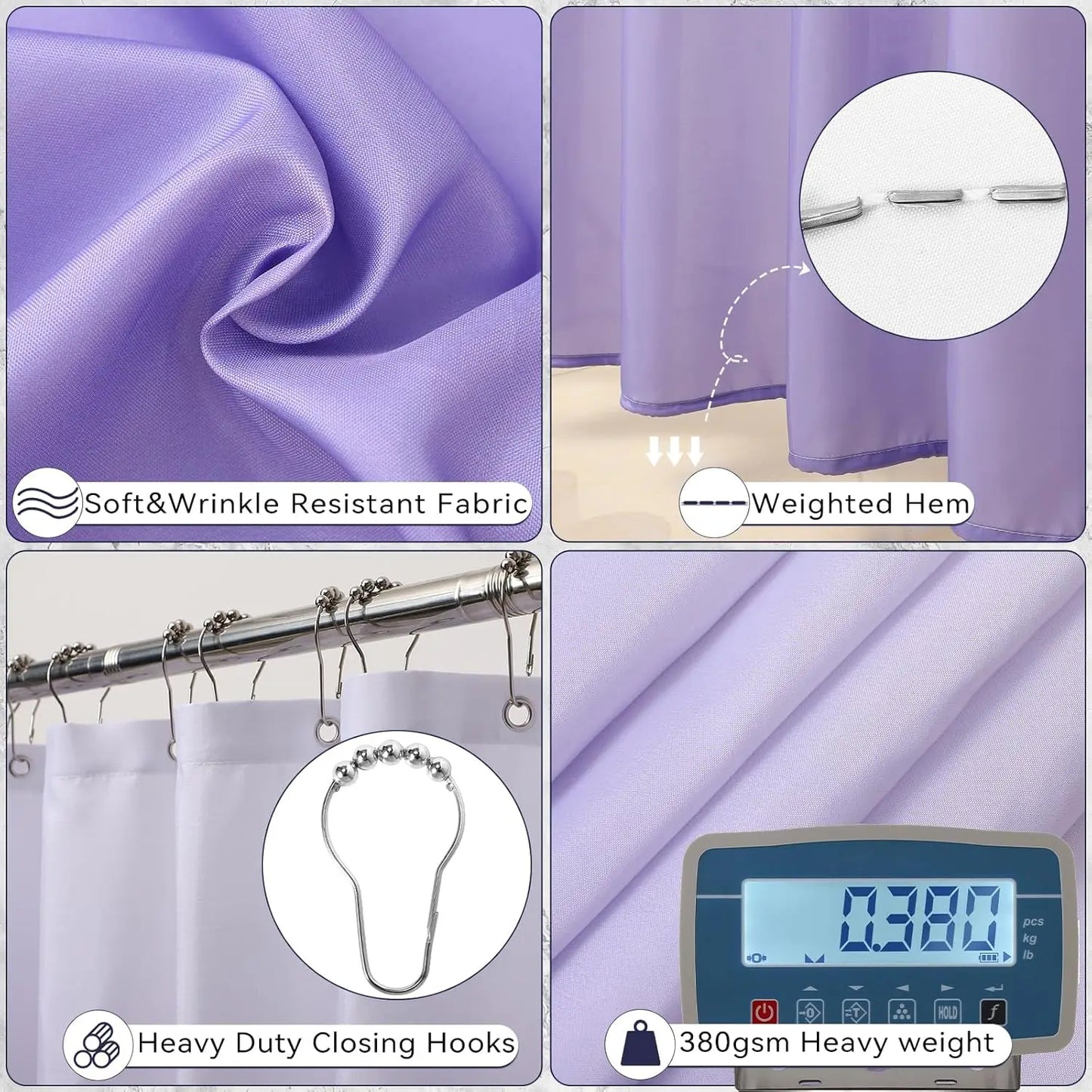 Complete Bathroom Accessory Set With Ombre Shower Curtain And Non Slip Rugs