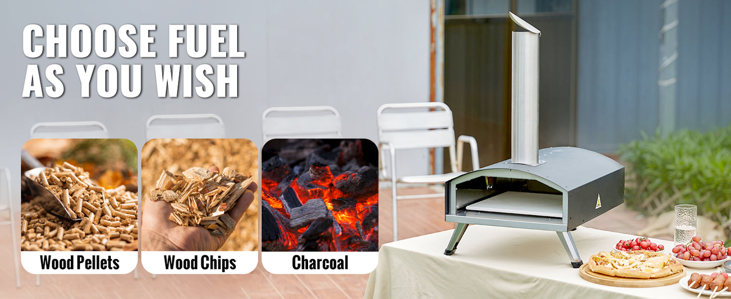 Outdoor Pizza Oven Charcoal Fired Grill Portable Stainless Steel