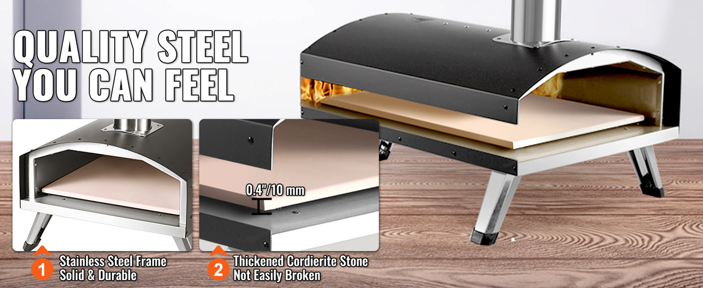 Outdoor Pizza Oven Charcoal Fired Grill Portable Stainless Steel
